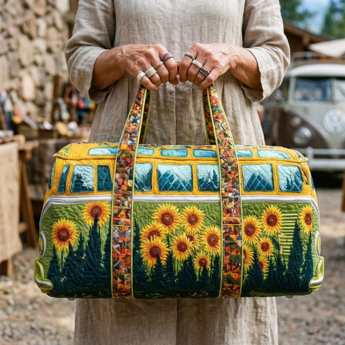Bolsa de Viaje Acolchada Hippie Girasol