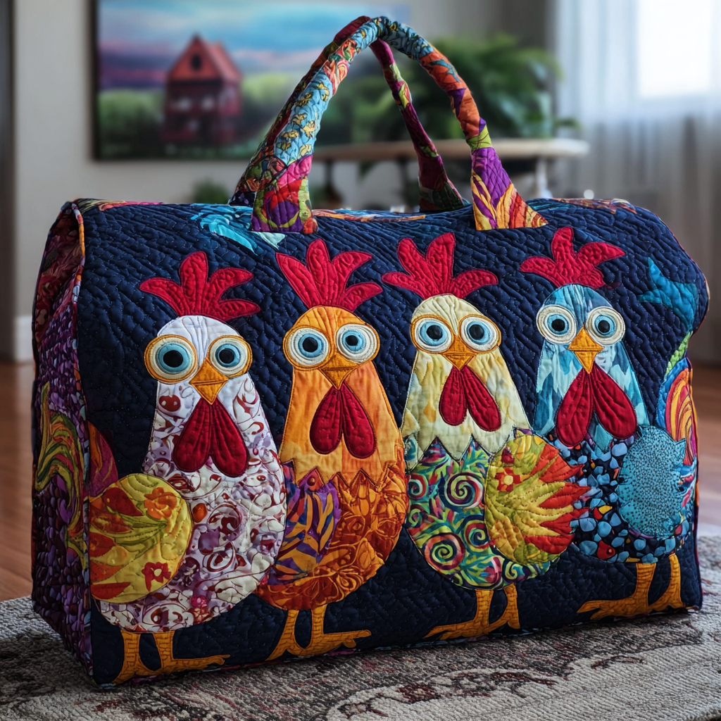 Bolsa de Viaje Acolchada - Gallinas Coloridas